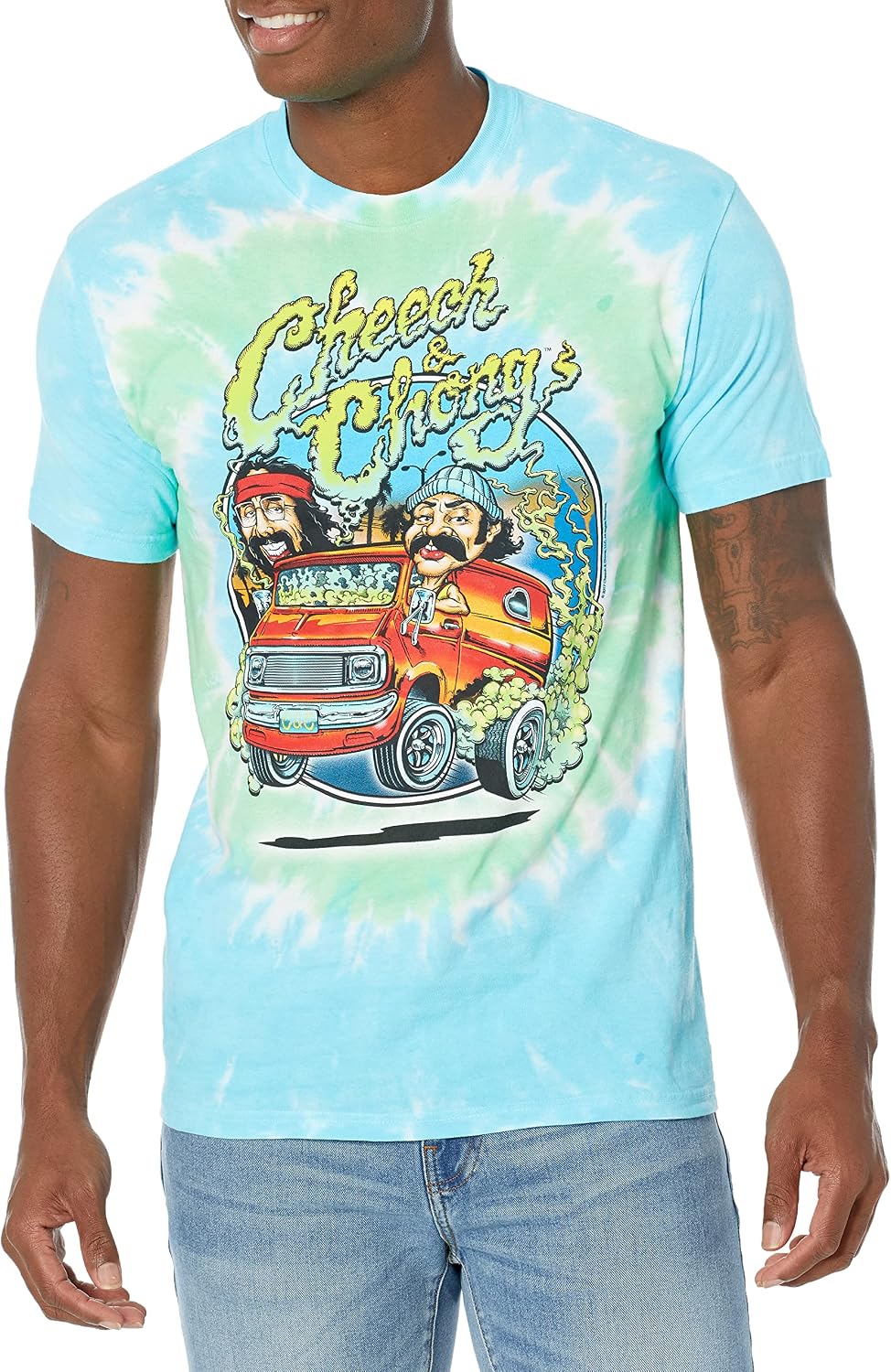 Detalle de Liquid Blue Cheech and Chong Smokin' Ride Tie Dye T-Shirt