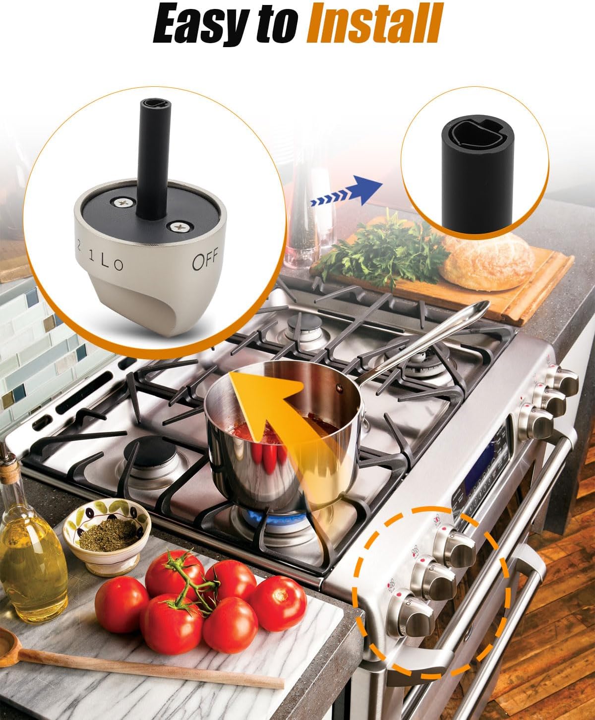 Detalle 2 de Nahntaipy Stainless Steel Gas Range Knob for GE, Replaces WB03K10243 and WB03K10266