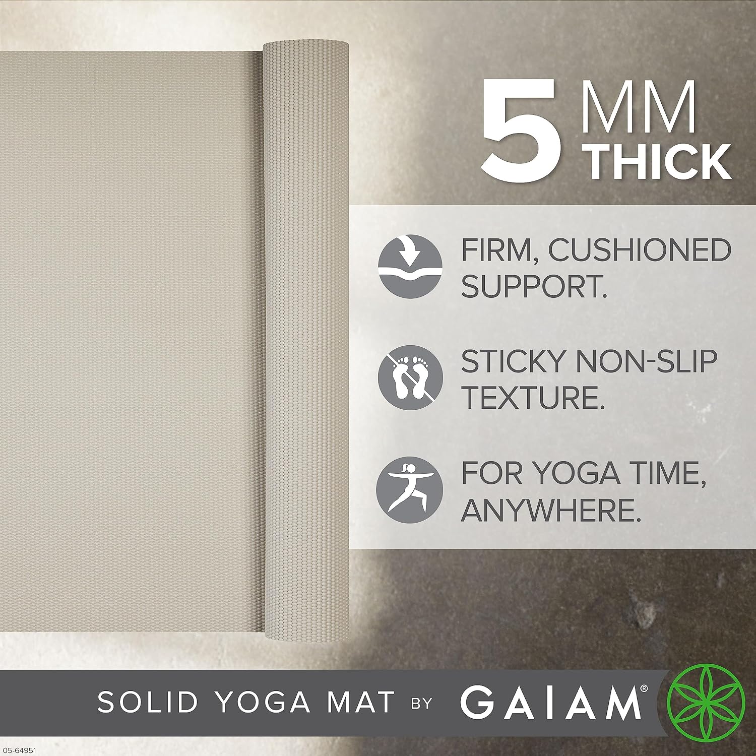 Thumbnail 1 de Gaiam Yoga Mat 68" x 24" 5mm non-slip mat 🧘♀