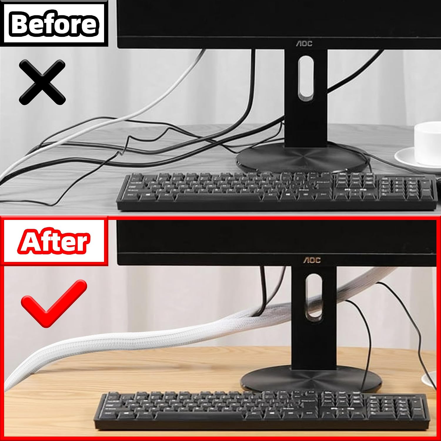 Detalle de White Cable Tidy Sleeve 10ft braided cable protector
