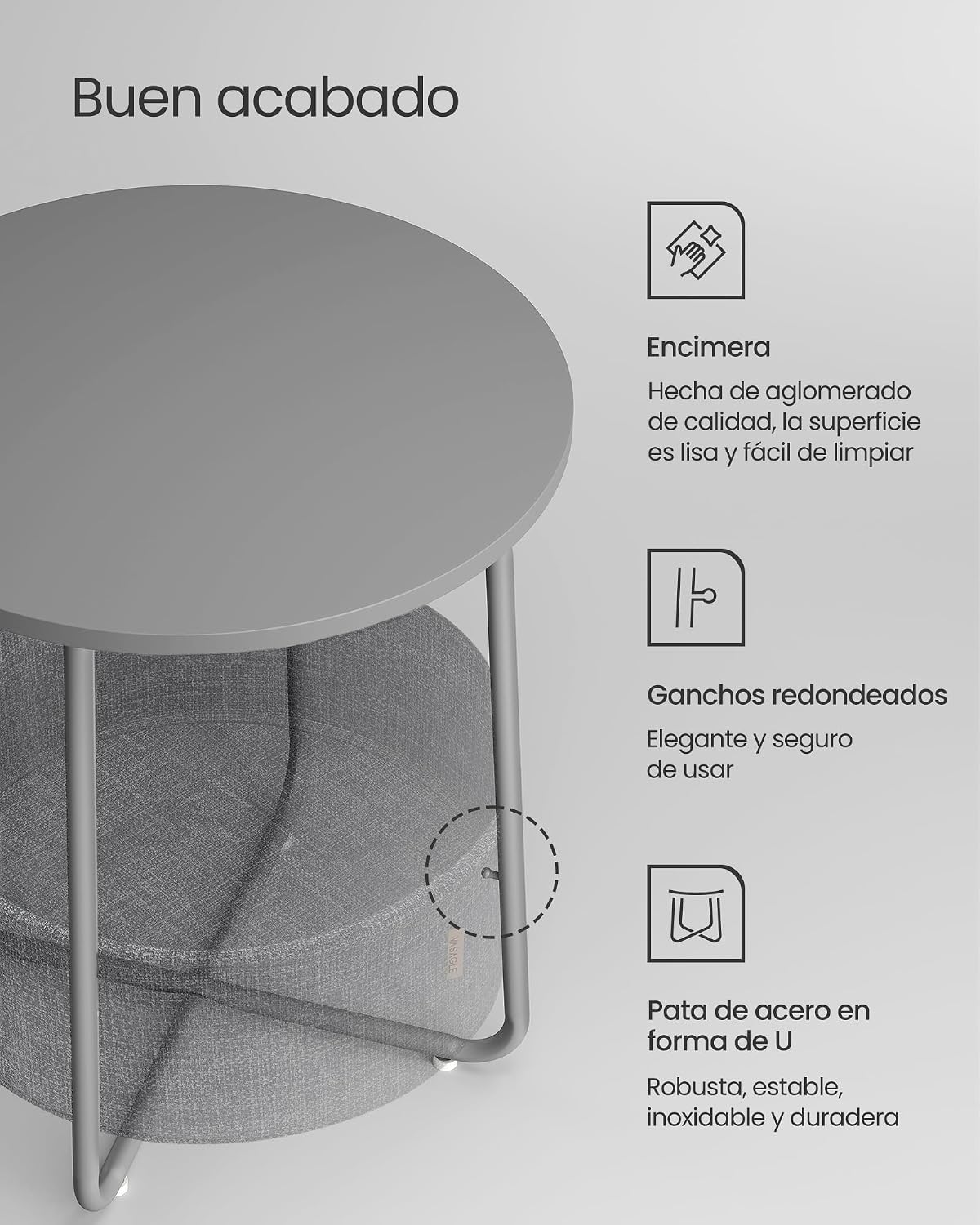 Thumbnail 4 de VASAGLE LET223GD01 mesa auxiliar 45 cm