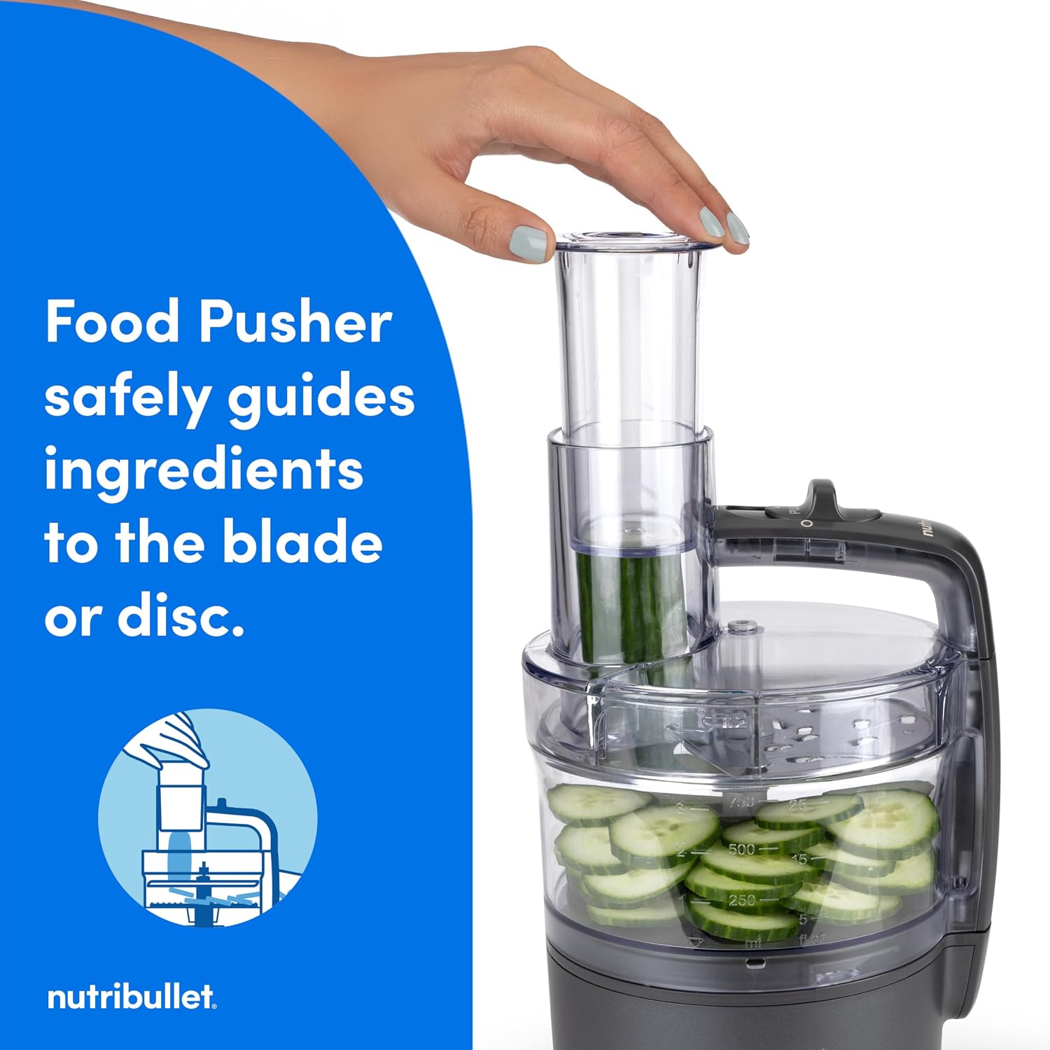 Detalle 2 de NutriBullet Limitless Food Processor, 5.5-Cup Bowl, 600W, Gunmetal Gray