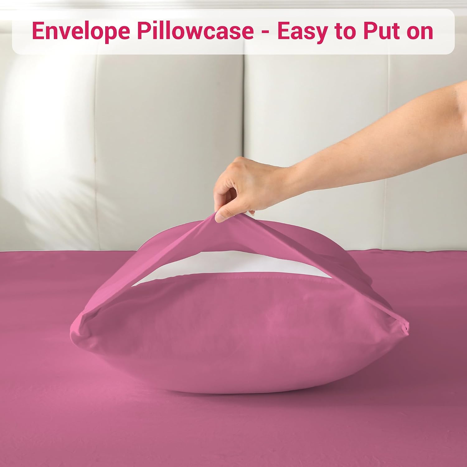 Thumbnail 5 de softan SHTROSEQ Queen Microfibre Sheet Set, Hot Pink, 15-inch Deep Pocket