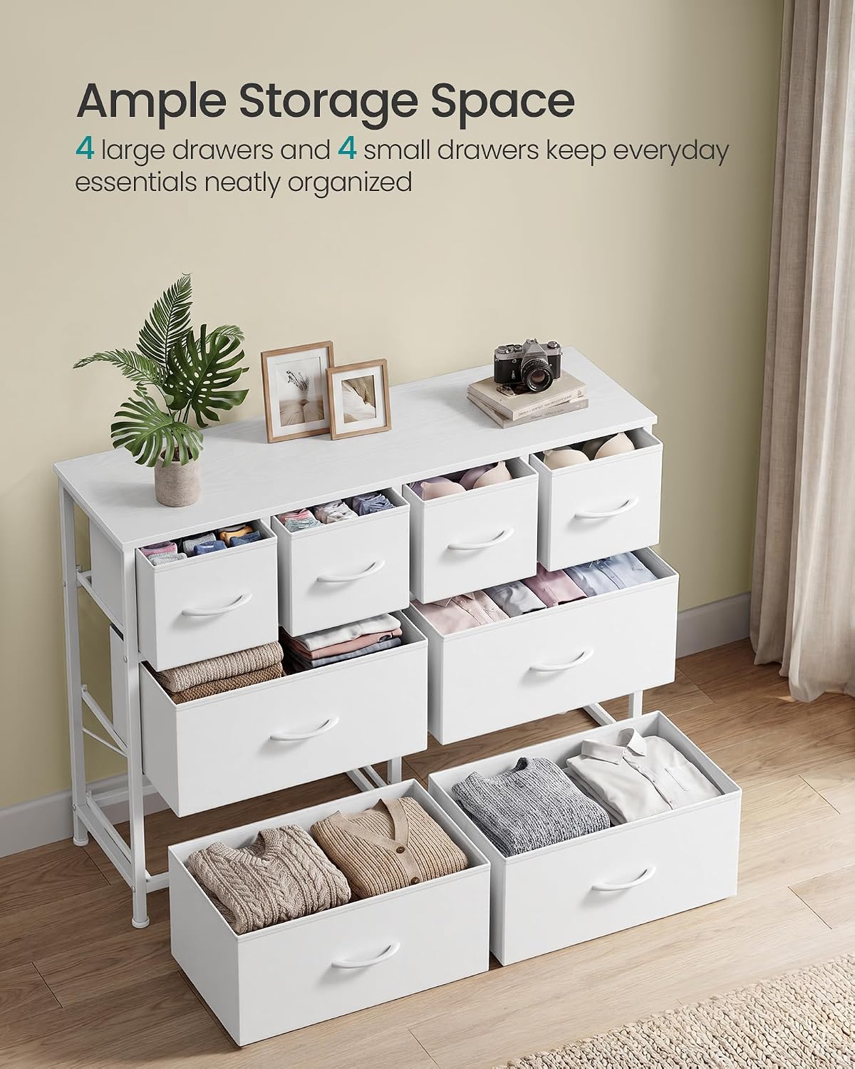 Thumbnail 3 de SONGMICS ULGS234W101S 8-Drawer Fabric Dresser, Steel Frame, Cloud White