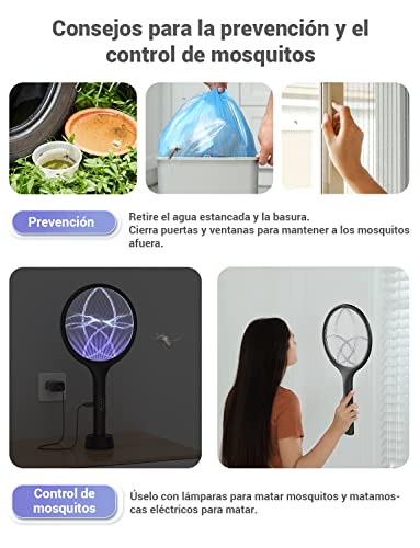 Thumbnail 8 de YISSVIC Raqueta Matamoscas Eléctrica 2 en 1 4000V USB Recargable 1500mAh – Negro