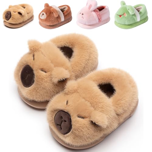 Detalle de DRECAGE Chaussons enfant Capybara kaki, taille 31 EU, en peluche antidérapante