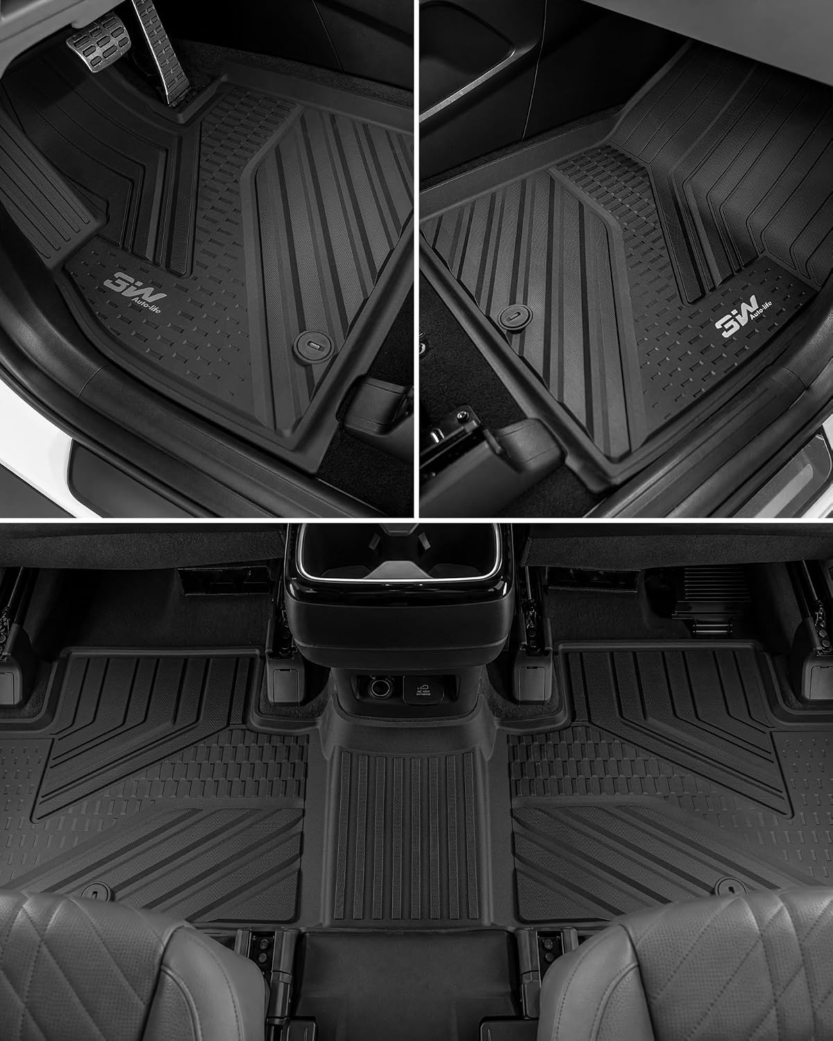 Thumbnail 2 de 3W Floor Mats & Cargo Liner with Backrest Mats for 2020-2025 Kia Telluride (7 & 8 Seats) – Custom Fit, All-Weather TPE