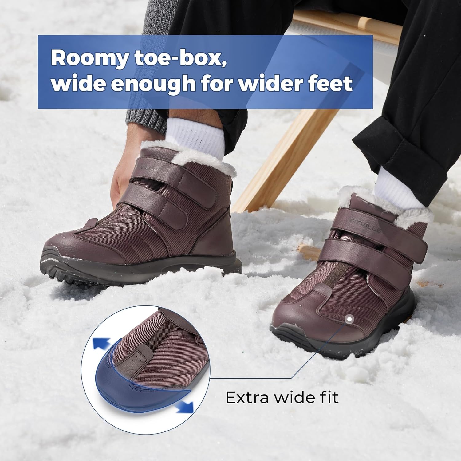 Thumbnail 4 de FitVille Winterschuhe Herren Extra Weit – Winterstiefel mit Klettverschluss