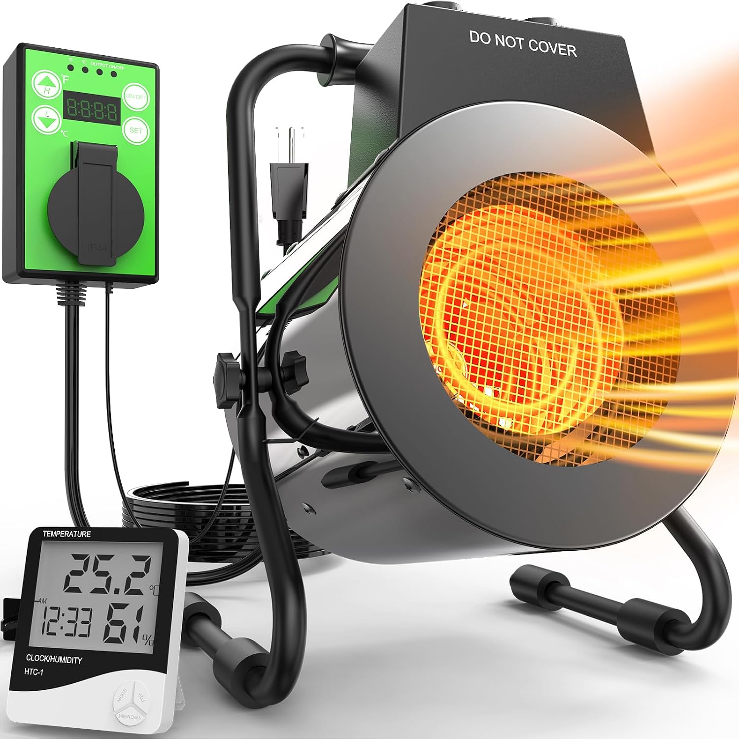 Detalle de SEEYANG PTC02 Greenhouse Heater, 1500W with Digital Thermostat