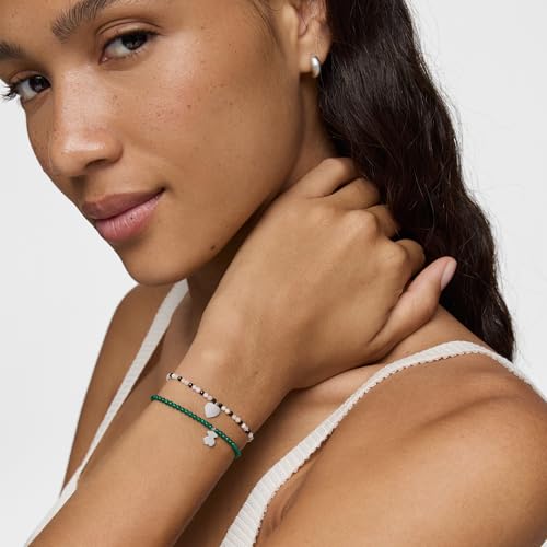 Thumbnail 4 de TOUS Pulsera Elástica Motivos con Bolas de Calcedónia Verde y Motivo Oso en Plata de Primera Ley 925 (17 cm)