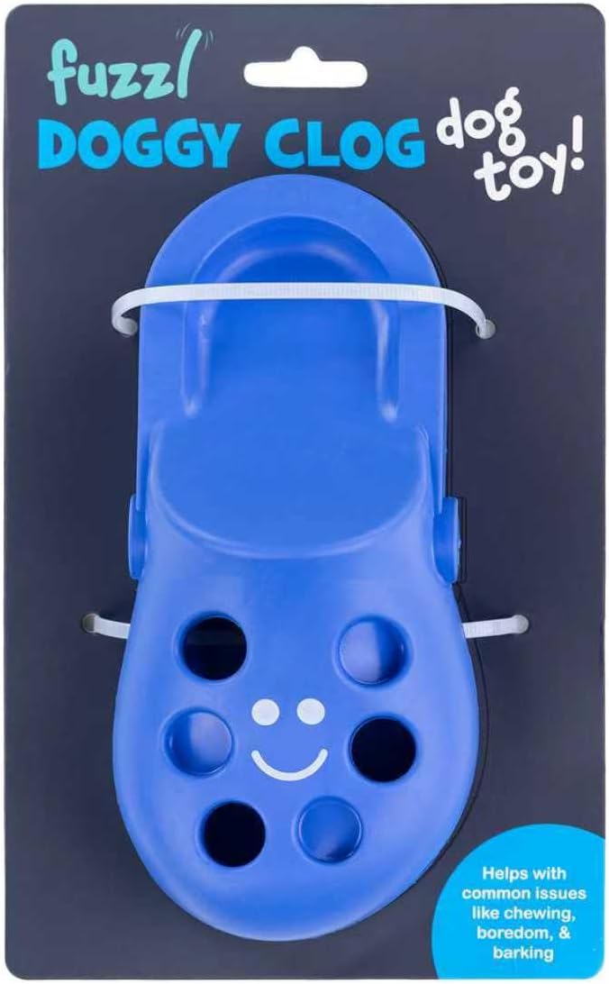 Detalle de Fuzzl Clog Treat Toy for Dogs – natural rubber interactive enrichment feeder (blue)