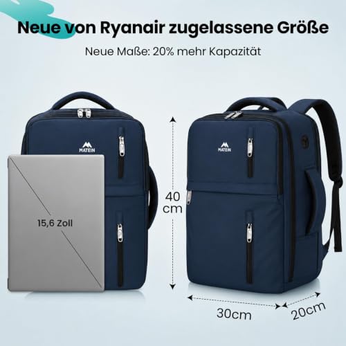Detalle 2 de MATEIN Bagage cabine 40x30x20 cm, 24L — Sac à Dos Voyage cabine Ryanair