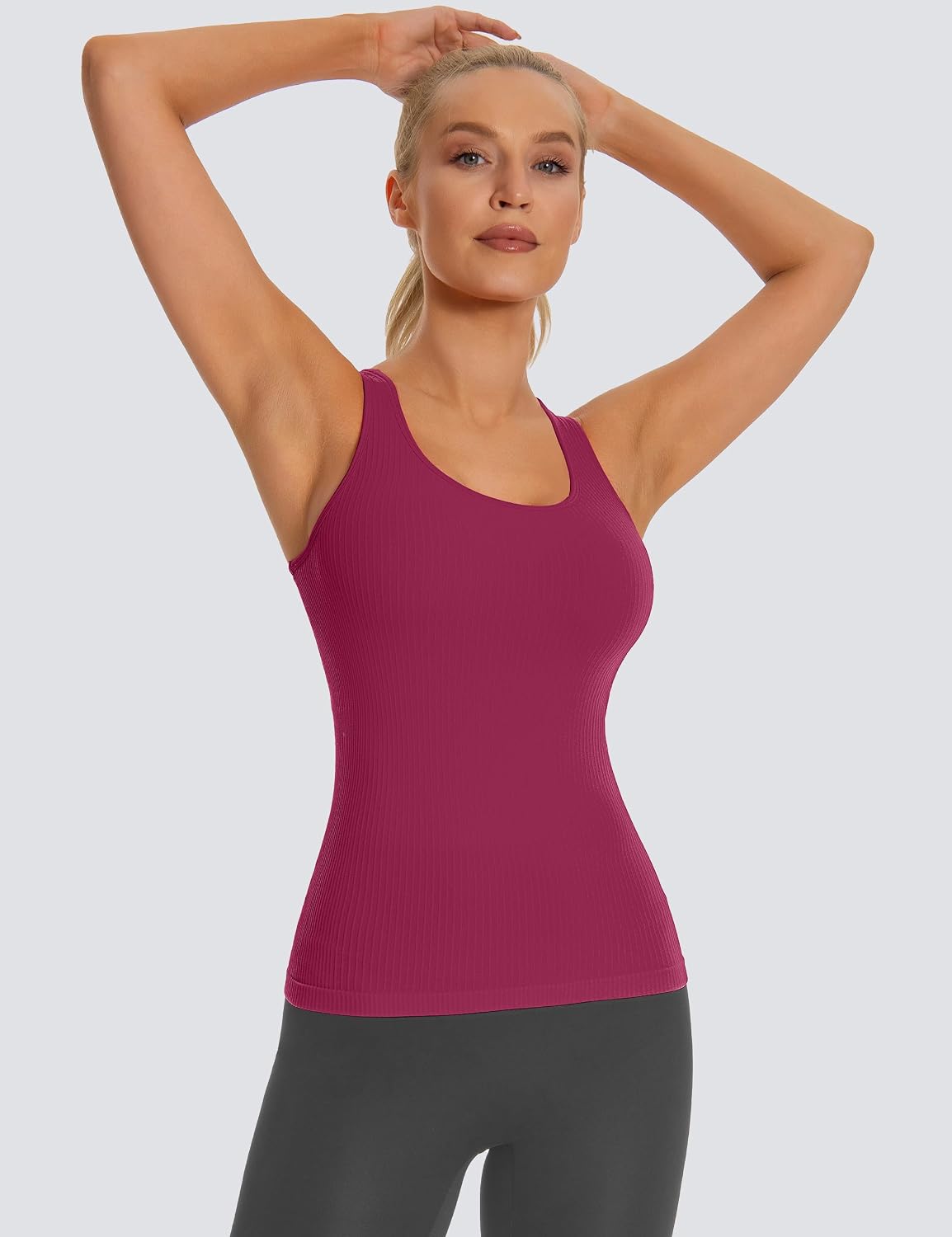 Detalle 1 de MathCat Workout Tank Top for Women with Built-In Bra, Seamless Racerback