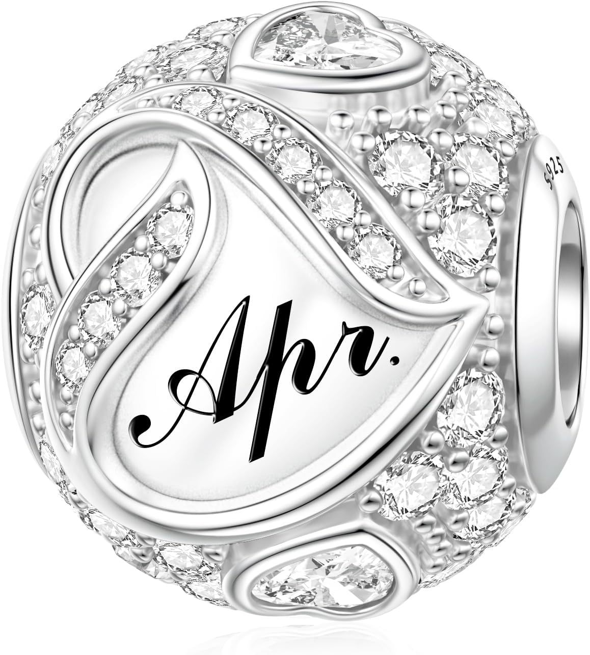 Detalle de LANBEIDE Geburtsstein Charm für Pandora (925 Sterlingsilber) – April mit eingraviertem Monat