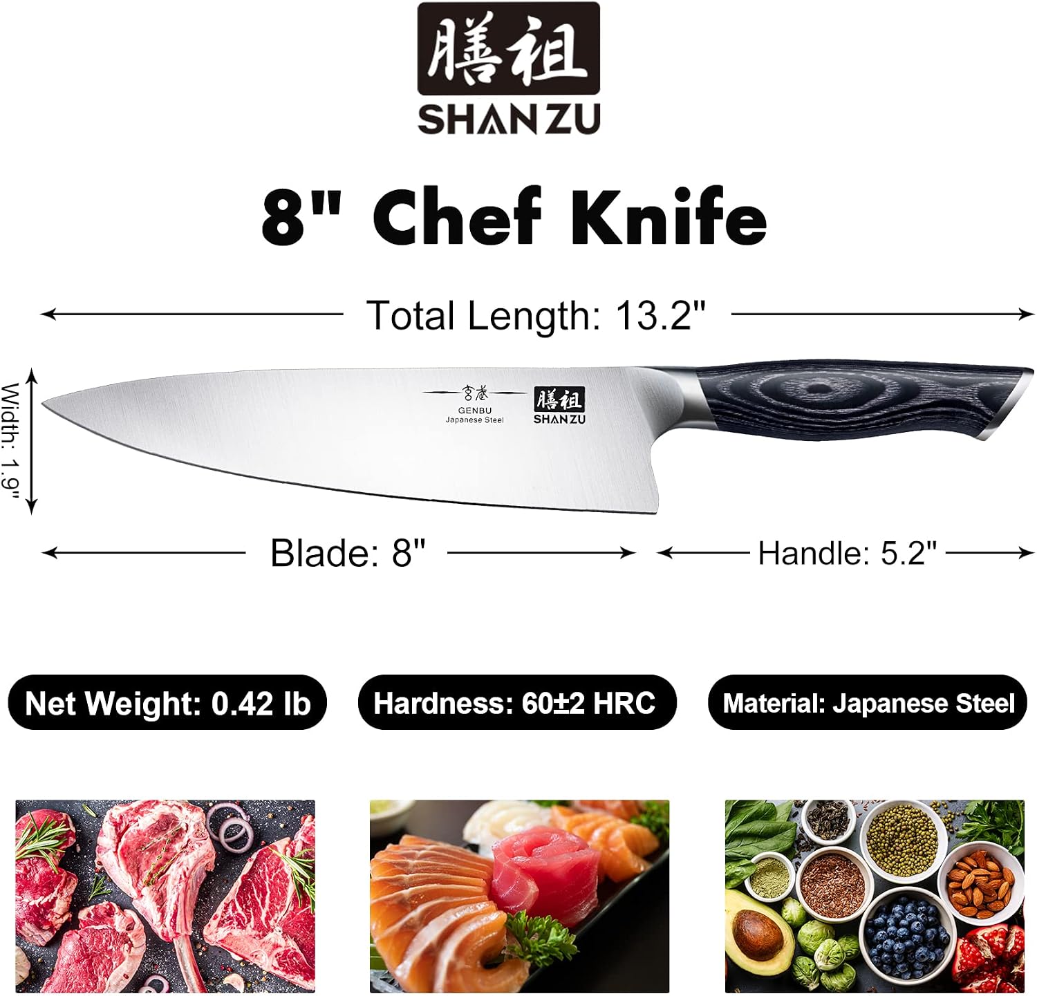 Detalle 2 de SHAN ZU Japanese Chef Knife, 8-inch