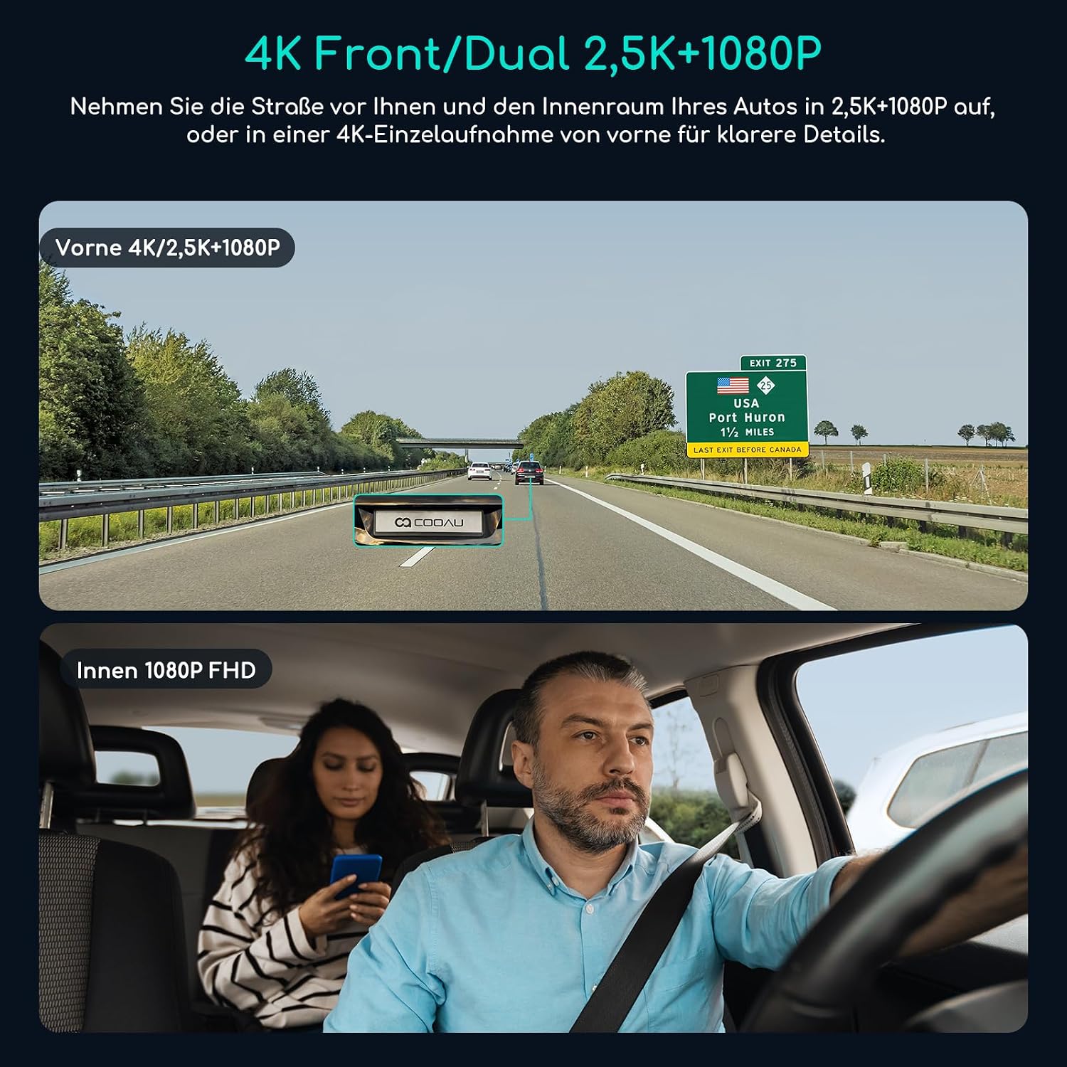 Thumbnail 1 de COOAU D30S 4K Dashcam Auto mit GPS