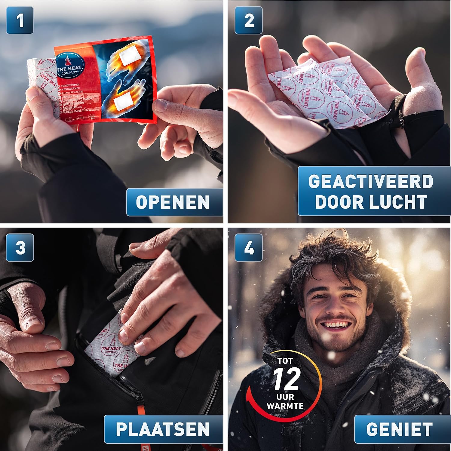 Detalle de THE HEAT COMPANY 12010 handwarmers, 10 paar, luchtgeactiveerd, 12+ uur warmte
