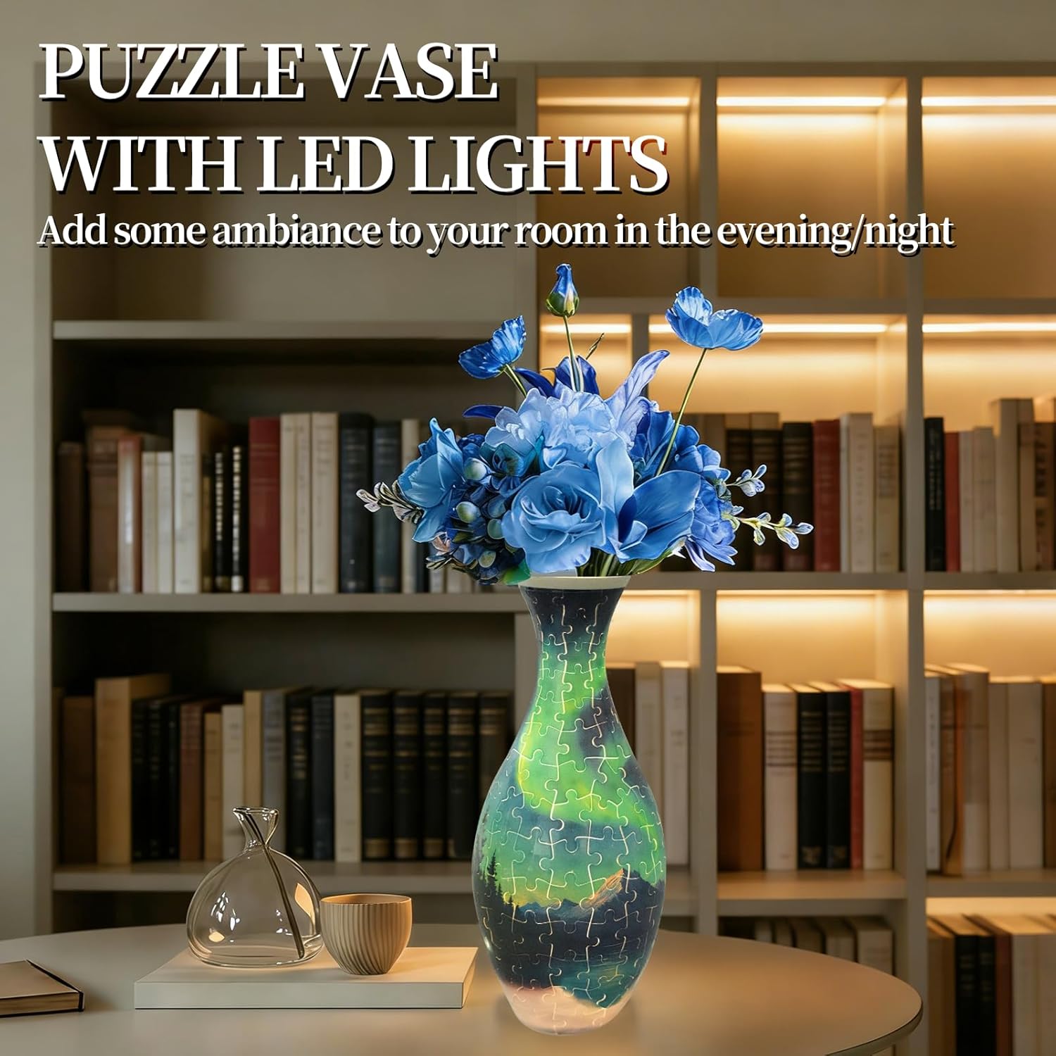 Thumbnail 1 de 3D Puzzle Vase for Adults (160-Piece) with LED Night Light