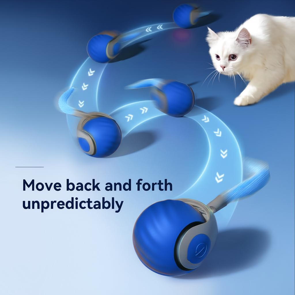 Detalle 2 de XUNNIU: Palla interattiva ricaricabile per gatti e cani con code intercambiabili e movimento a 360°