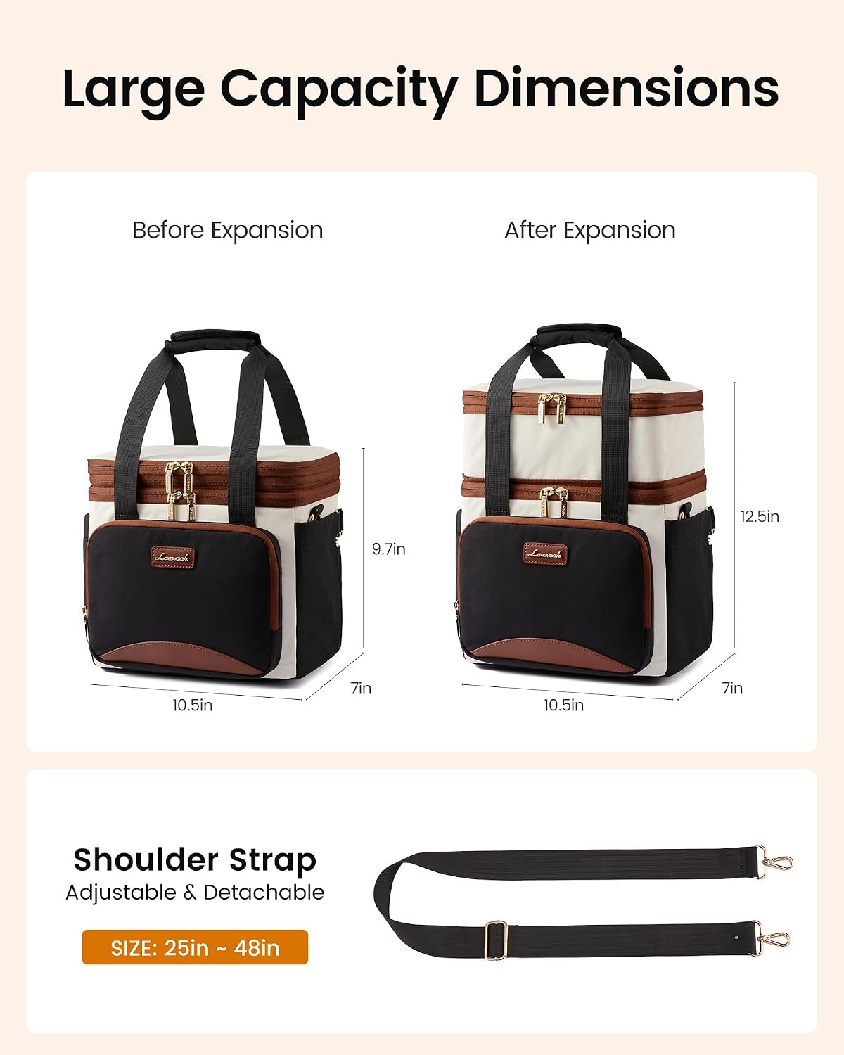 Thumbnail 6 de LOVEVOOK Insulated Lunch Bag for Women, 15L Large Double Deck Tote with Cup Holder
