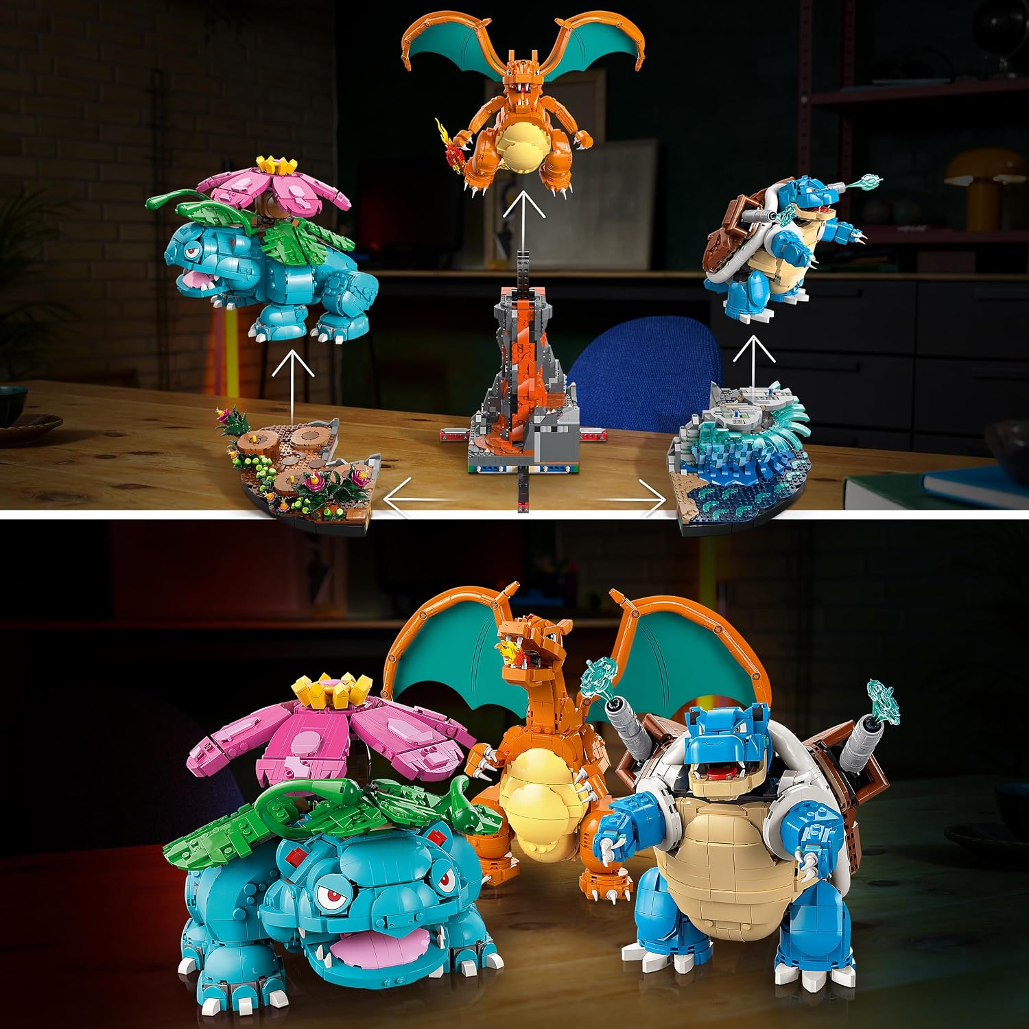 Detalle de LEGO Pokémon 72153 Venusaur, Charizard en Blastoise bouwset, 6.838 onderdelen