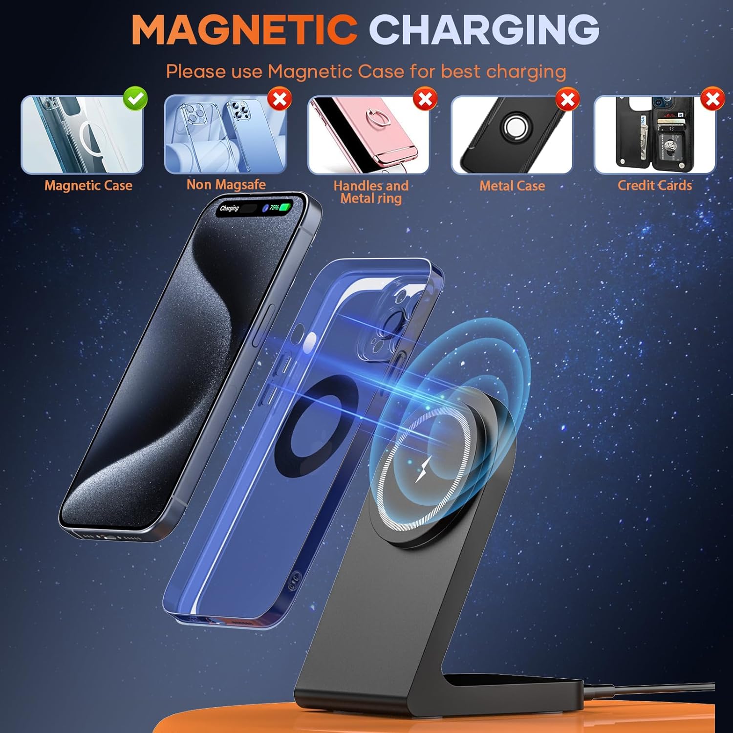 Thumbnail 2 de Magnetic Wireless Charger for iPhone MagSafe Stand