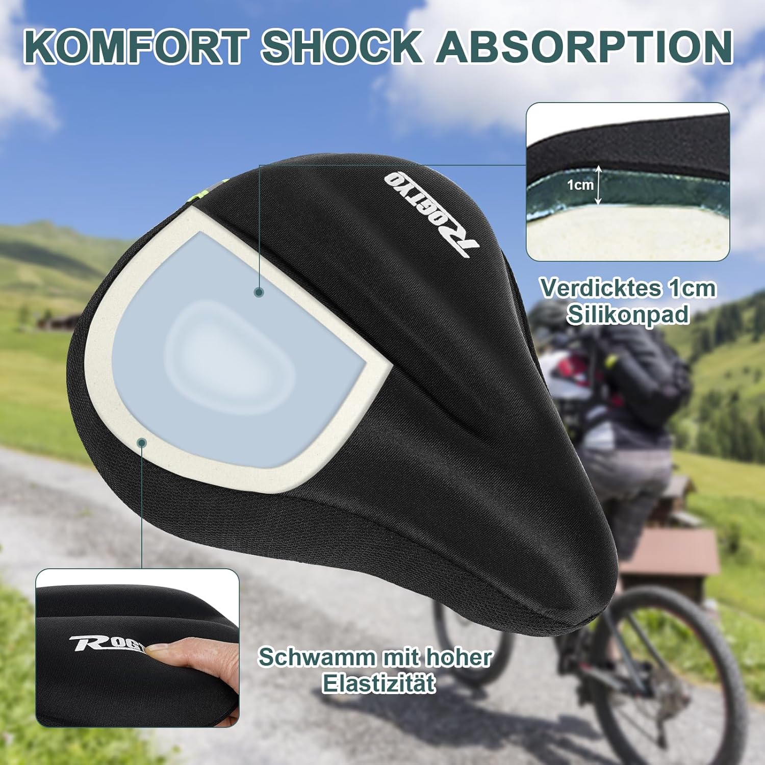 Thumbnail 1 de ROGTYO Saddle Cover Gel Cover: Memory Foam Comfort for Standard Bicycle Seats