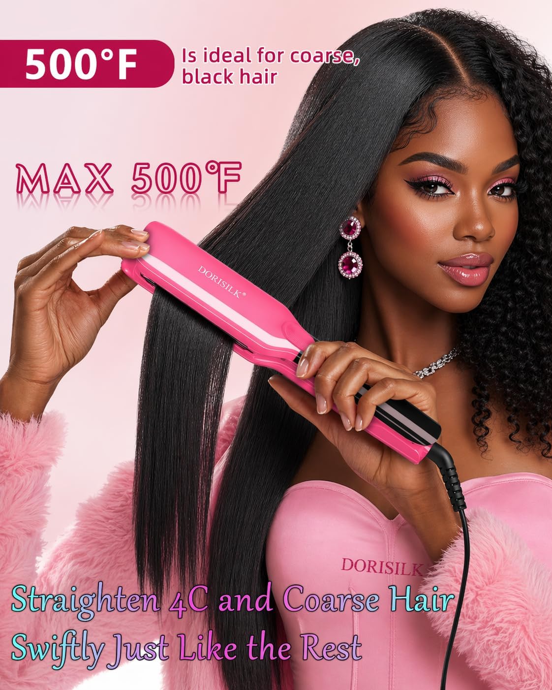 Thumbnail 1 de DORISILK 500 Degree High Temp Professional Hair Straightener & Curler with Ceramic Plate