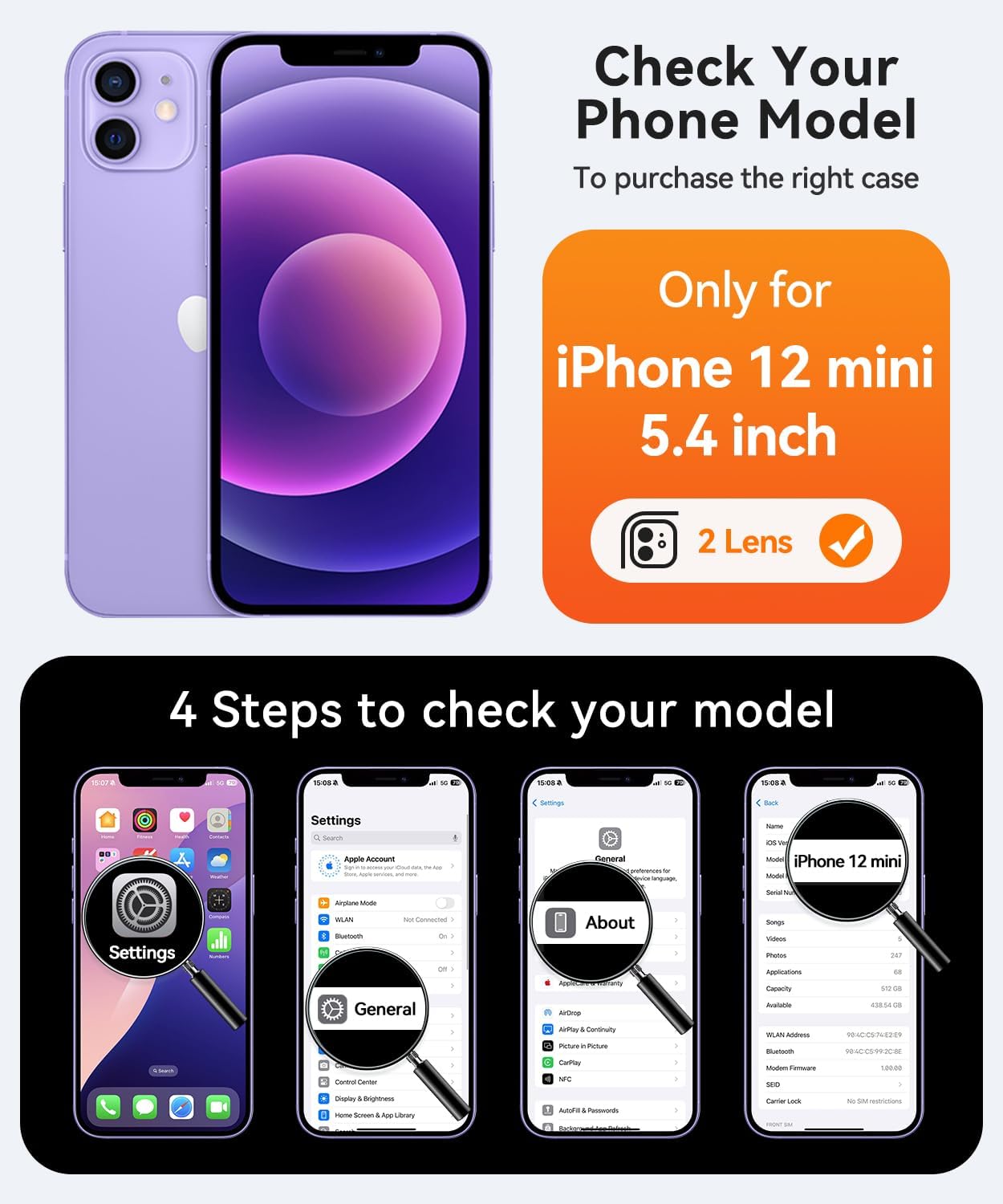Thumbnail 1 de CANSHN Magnetica Cover per iPhone 12 Mini (5.4 pollici) - Protezione completa della fotocamera, color rosa caldo