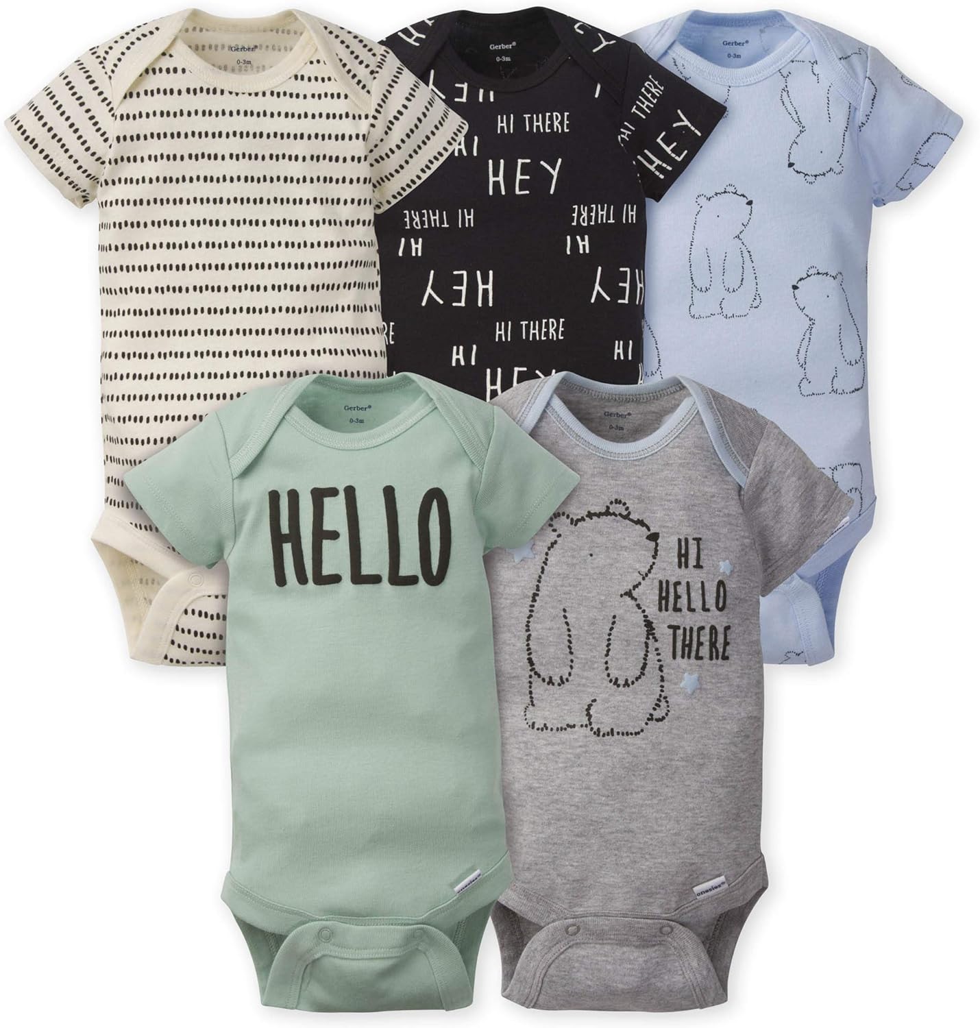Detalle de Gerber 5 Pack Onesies Bodys bébé garçon/fille – 5 bodies en coton côtelé
