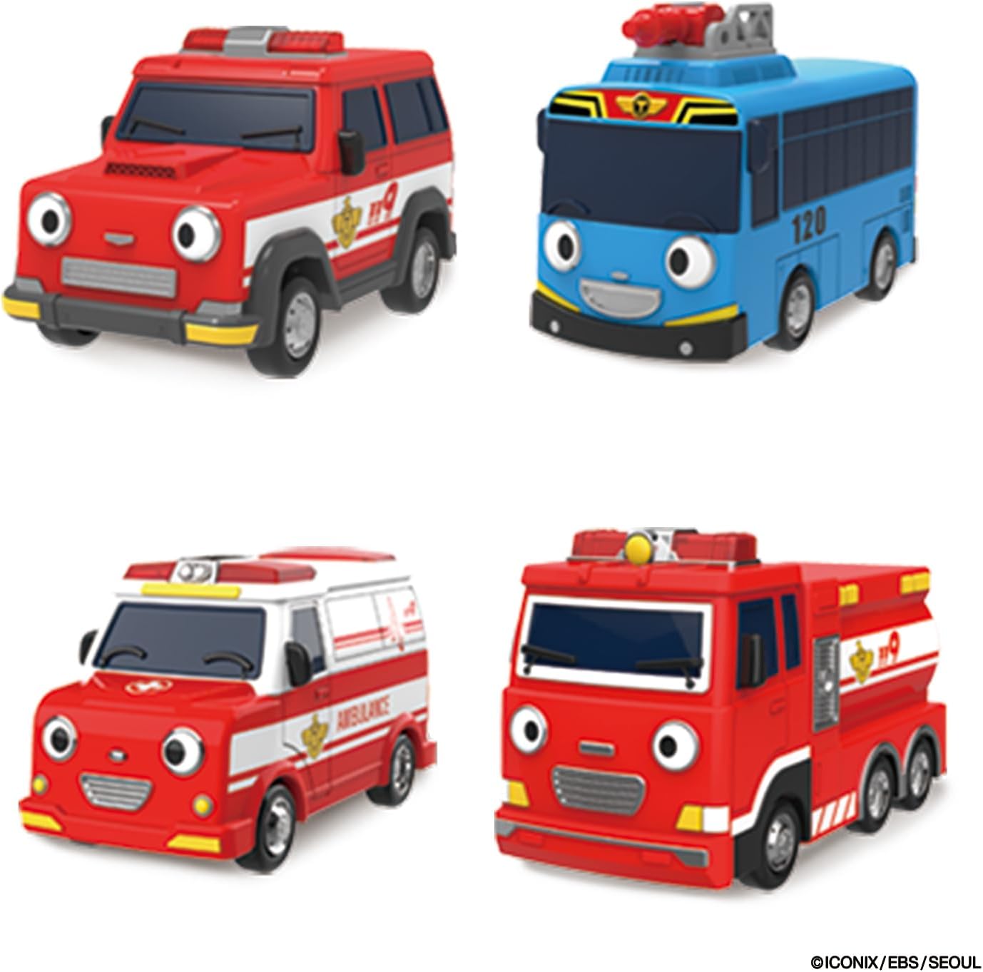 Detalle 2 de BANDAI ちびっこバス タヨ ちびっこレスキュー隊大集合セット ミニカー4台・変形/結合