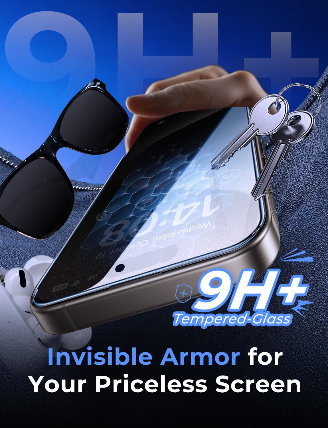 Thumbnail 4 de MAGIC JOHN iPhone 15 Pro Max privacy glass 2-pack