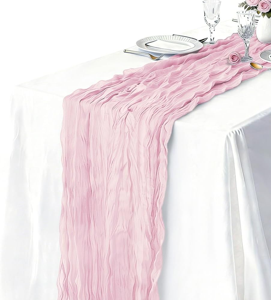 Detalle de 3 Pack Light Pink Cheesecloth Table Runners – 21 x 120 Inches Boho Gauze Sheer