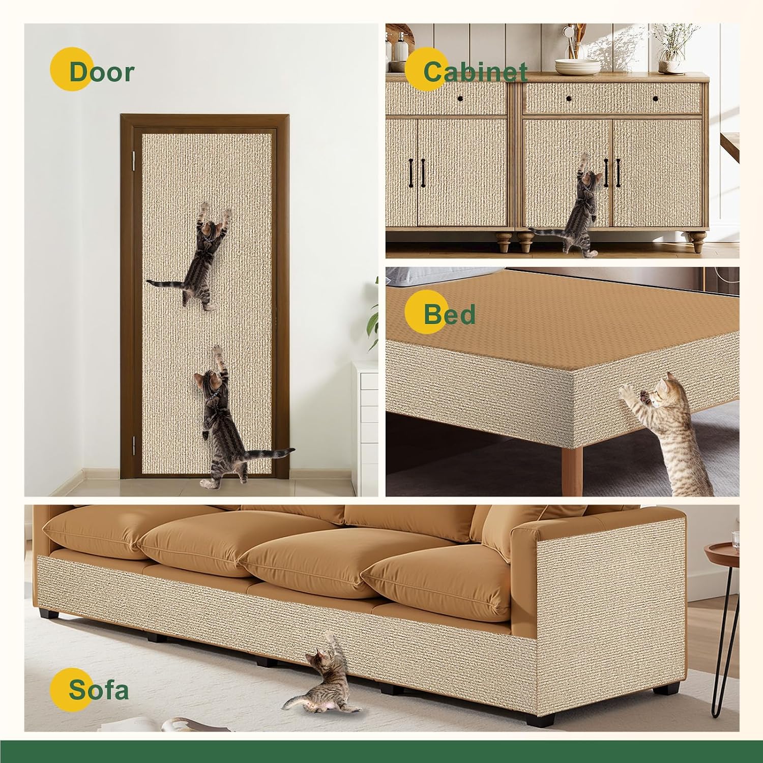 Detalle de Gimars Selbstklebende Kratzmatte 200 × 40 cm – Khaki, DIY Kratzschutz für Sofa, Wand und Möbel