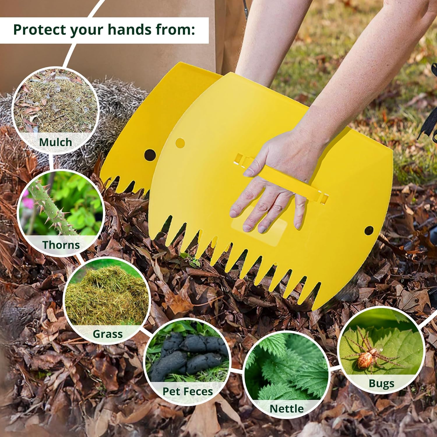 Thumbnail 5 de GardenHOME Raccogli Foglie manuale (2 pezzi grandi) per giardino, erba e rimasugli di terra