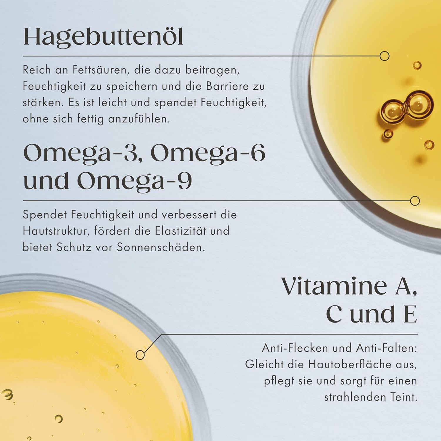 Detalle de Satin Naturel BIO Rosenöl (Wildrosenöl) 50 ml – kaltgepresstes Hagebuttenkernöl für Gesicht, Körper, Haare