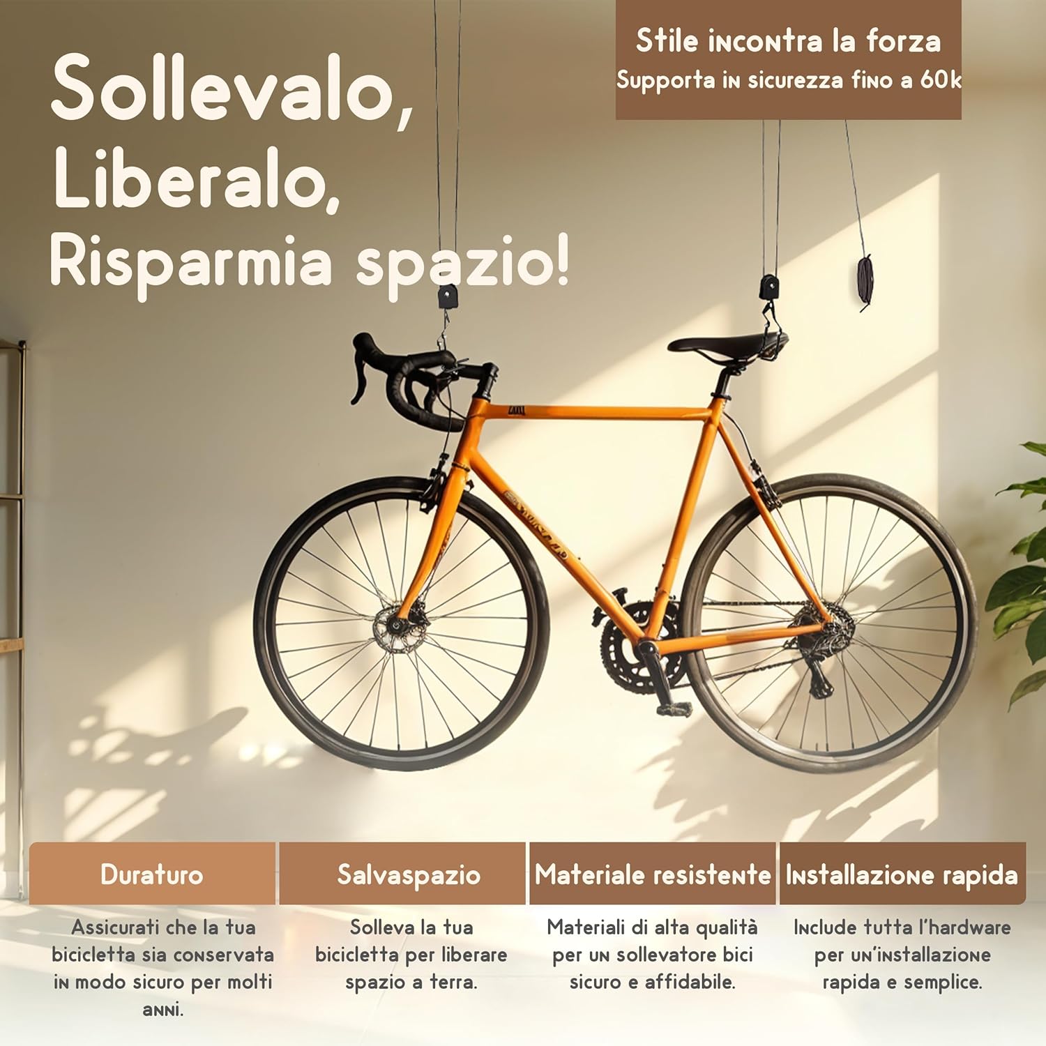 Thumbnail 1 de Recalma supporto da soffitto per biciclette ed e-bike con portata fino a 60 kg