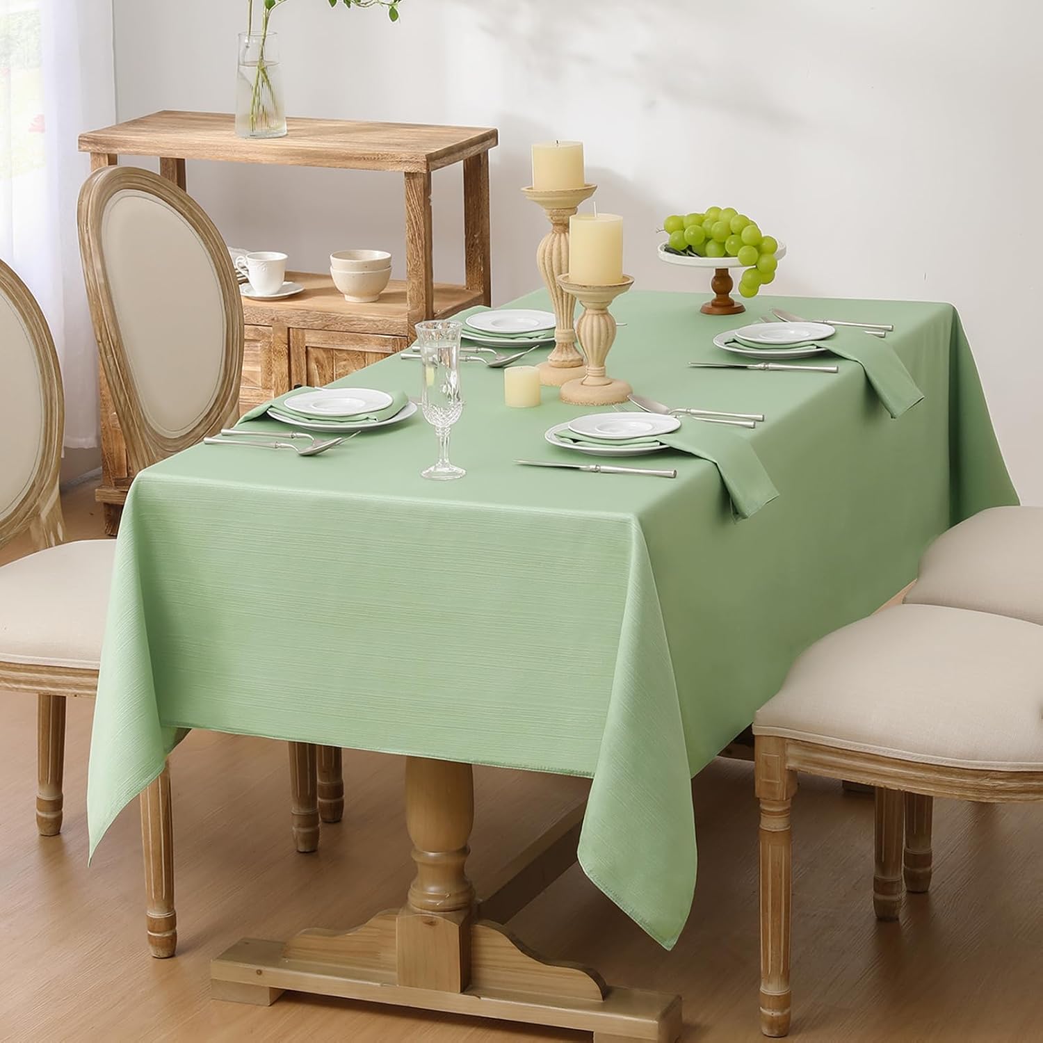 Detalle de Softalker tovaglia rettangolare antimacchia impermeabile 140x240 cm verde salvia