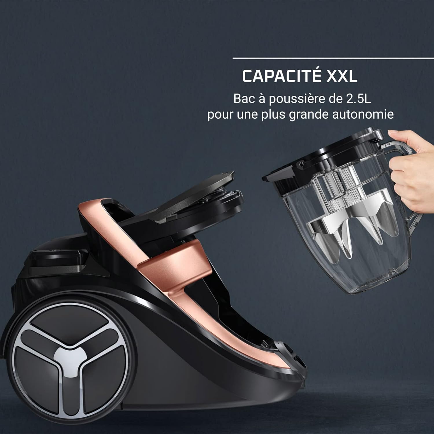 Thumbnail 6 de Rowenta Silence Force Cyclonic Effitech RO7954EA — aspirateur sans sac 500 W, 59 dB, noir/or rose