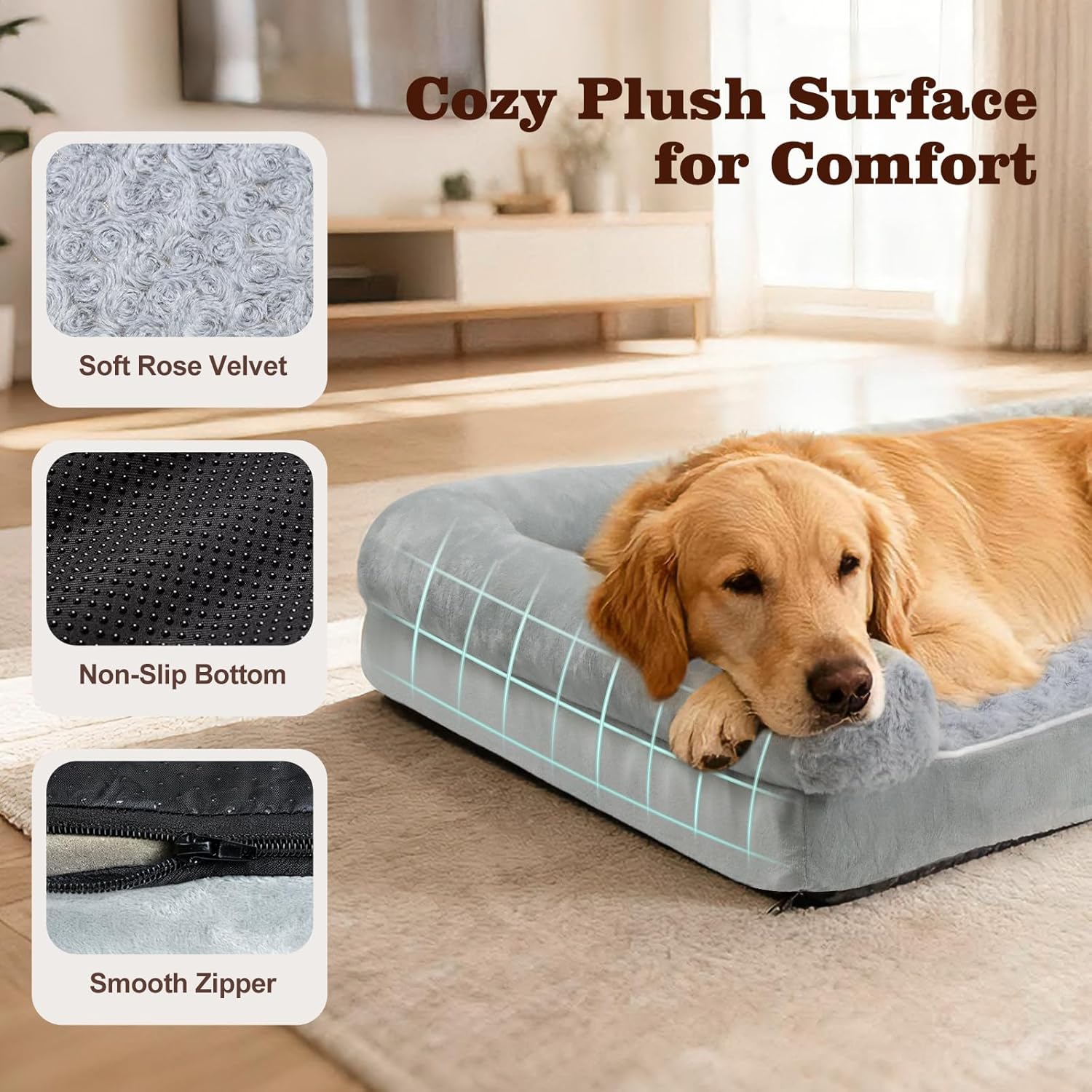 Thumbnail 3 de DONWEI Large Orthopedic Dog Bed 120x90x20 cm