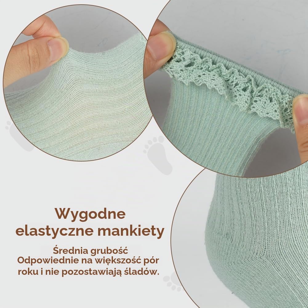 Detalle 1 de Aolso skarpetki niemowlęce z falbankami, antypoślizgowe, w mieszanych kolorach