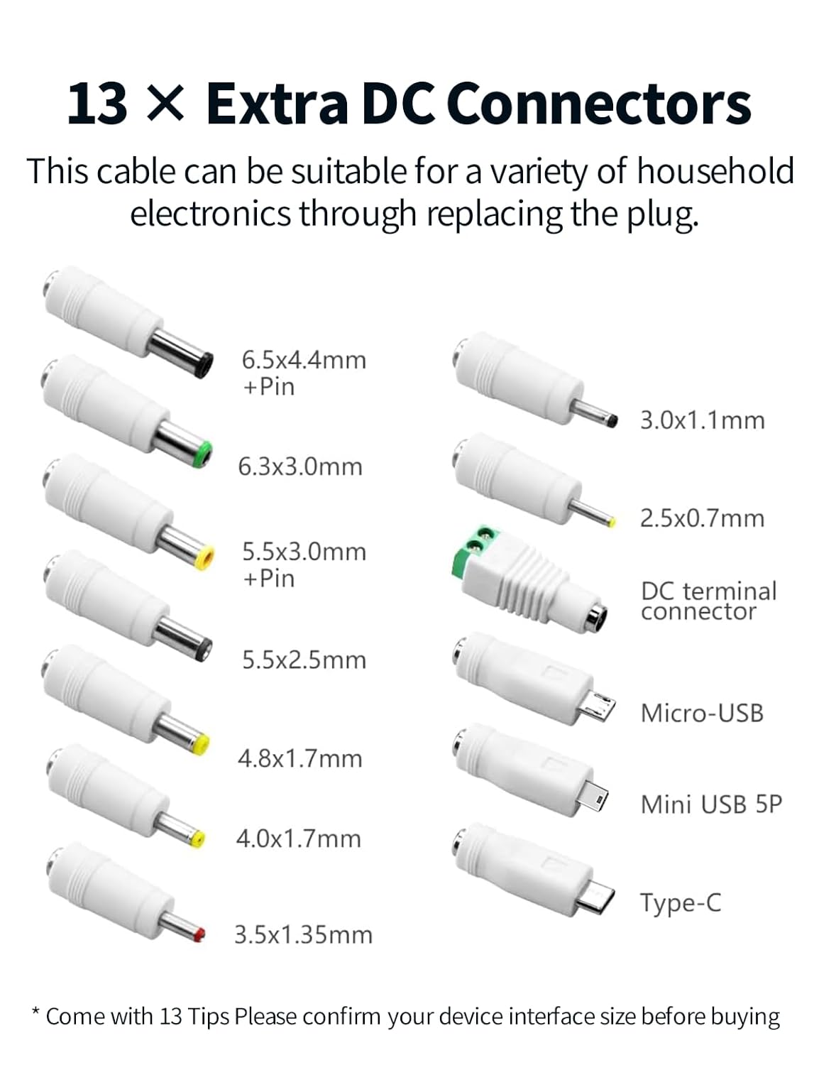 Thumbnail 6 de Universal 5V USB to DC Power Cable with 13 Connectors – 1.5m