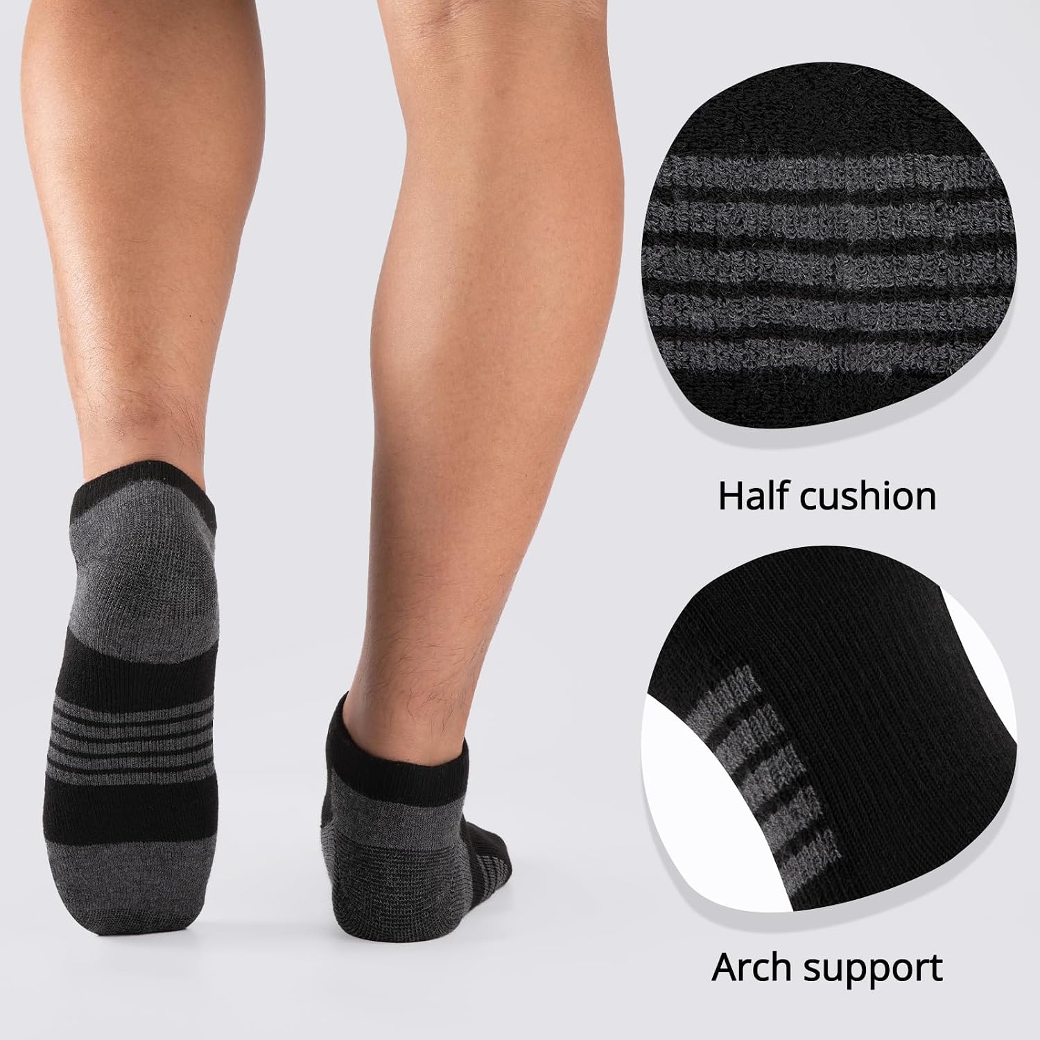Detalle 2 de COOVAN 10 Pairs Mens Ankle Socks Low Cut Cushioned