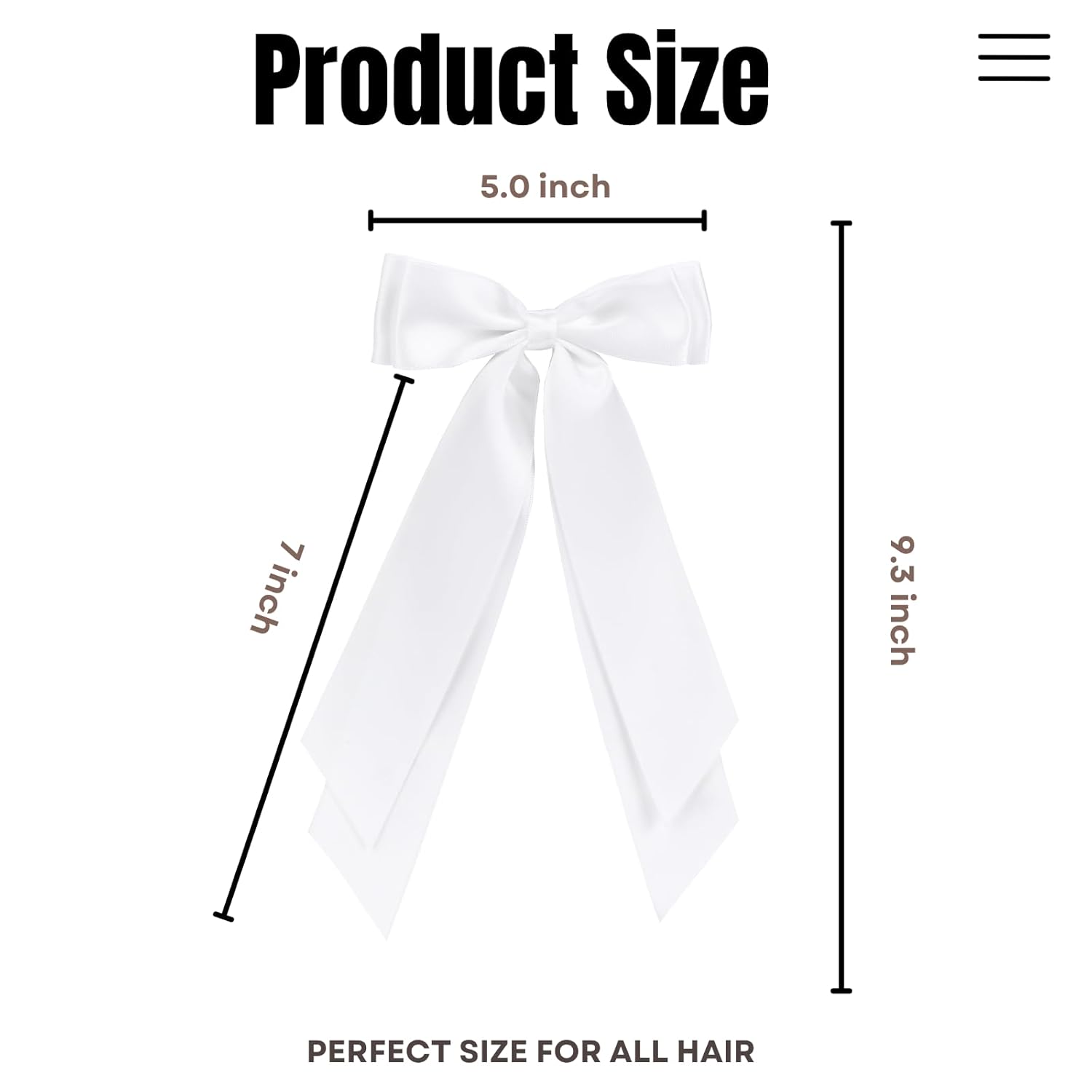 Detalle 2 de LuSeren 2-Pack Double Layer Hair Bows with Ribbon Clips (White)