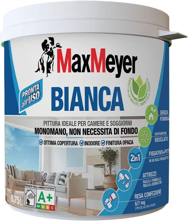 Thumbnail 3 de MAXMEYER Bianca Monomano BMB – Pittura 2 in 1 fissativo e pittura, 0,75 L, Bianco opaco
