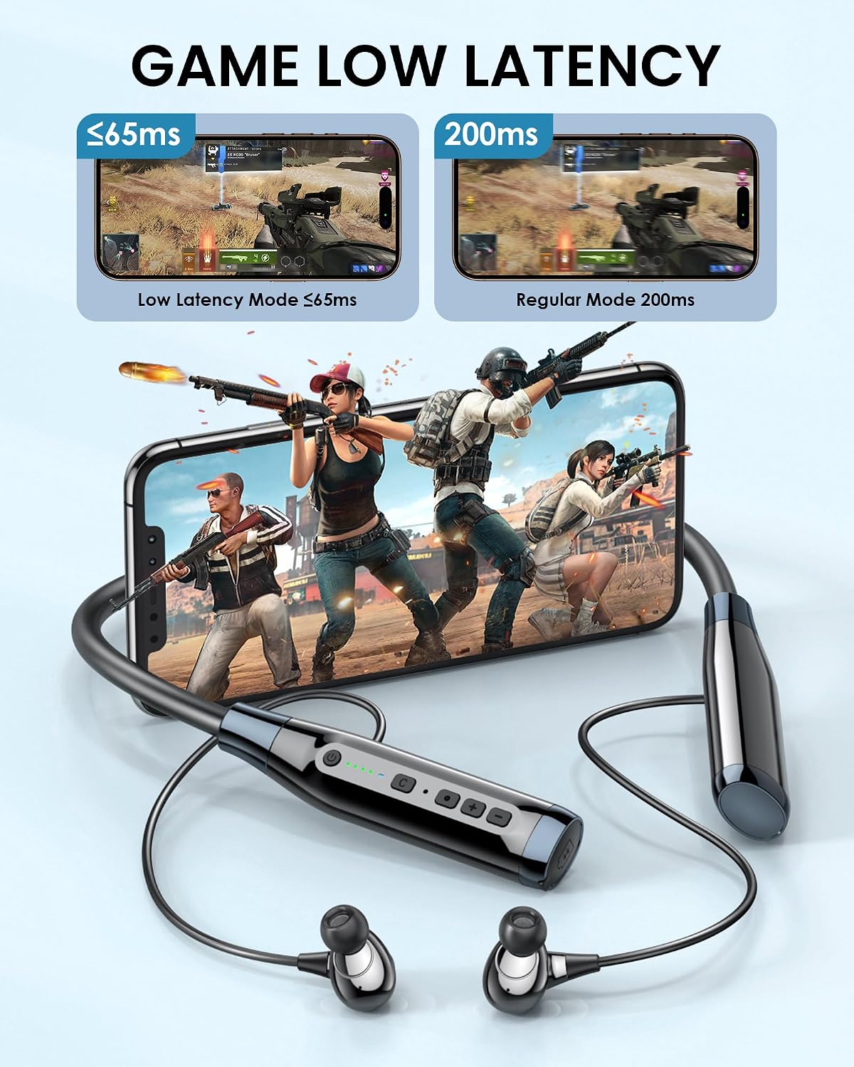 Detalle de LAMA Bluetooth Neckband Earphones with 100H Playtime and IPX4 Waterproof