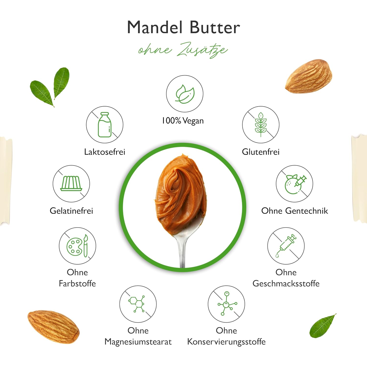 Detalle de Vit4ever Mandelbutter Extra Crunchy 1 kg – Dark Roasted, 24% Protein, vegan, ohne Palmöl