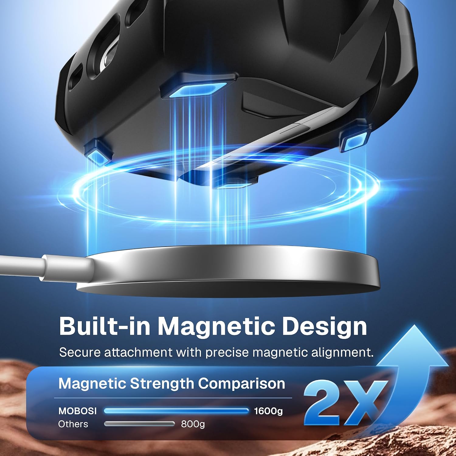 Detalle de MOBOSI AirPods Pro 3 ケース マグネット式ロック・MagSafe対応・ブラック