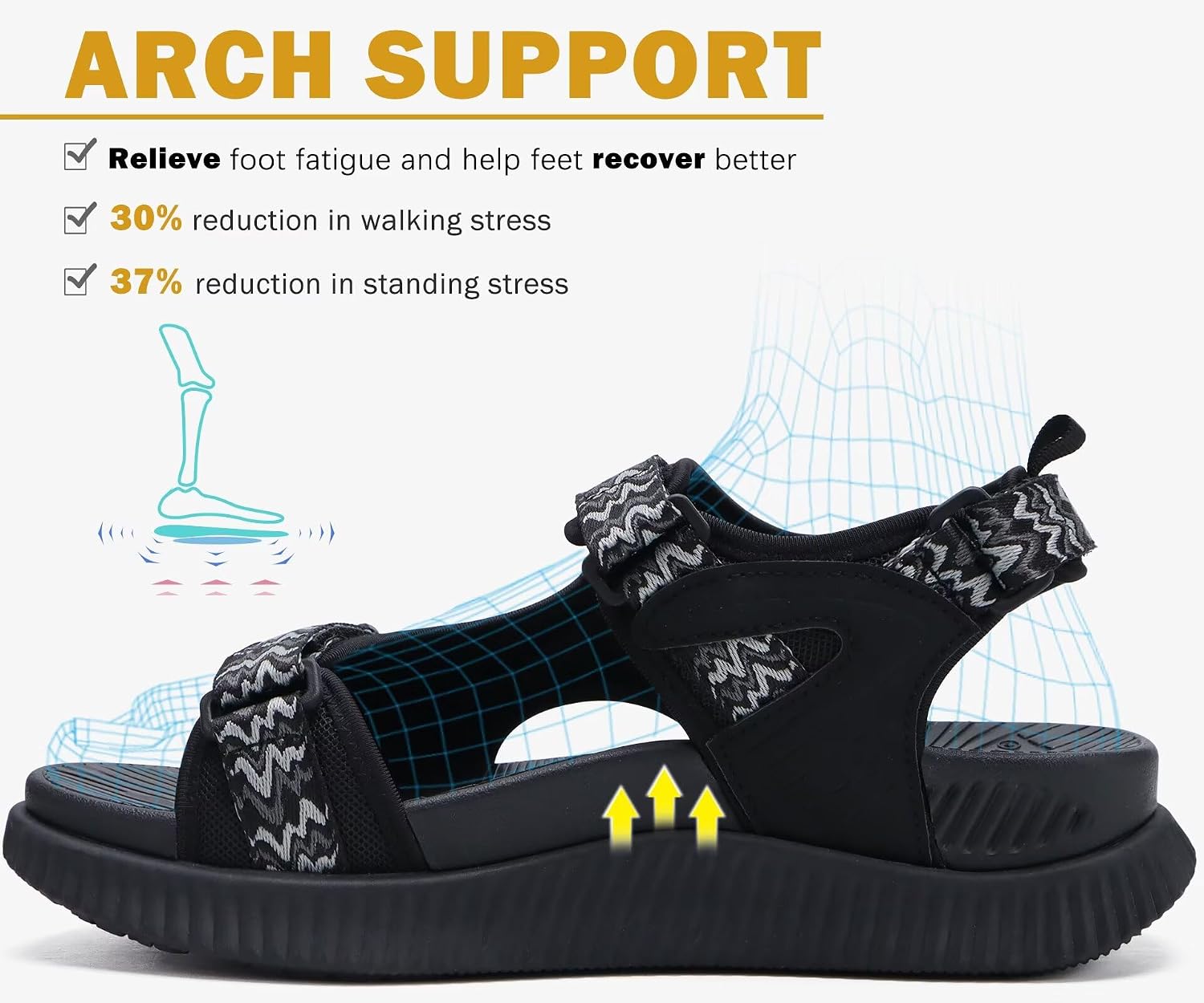 Detalle de KuaiLu Women’s Orthopedic Walking Sandals for Plantar Fasciitis Relief