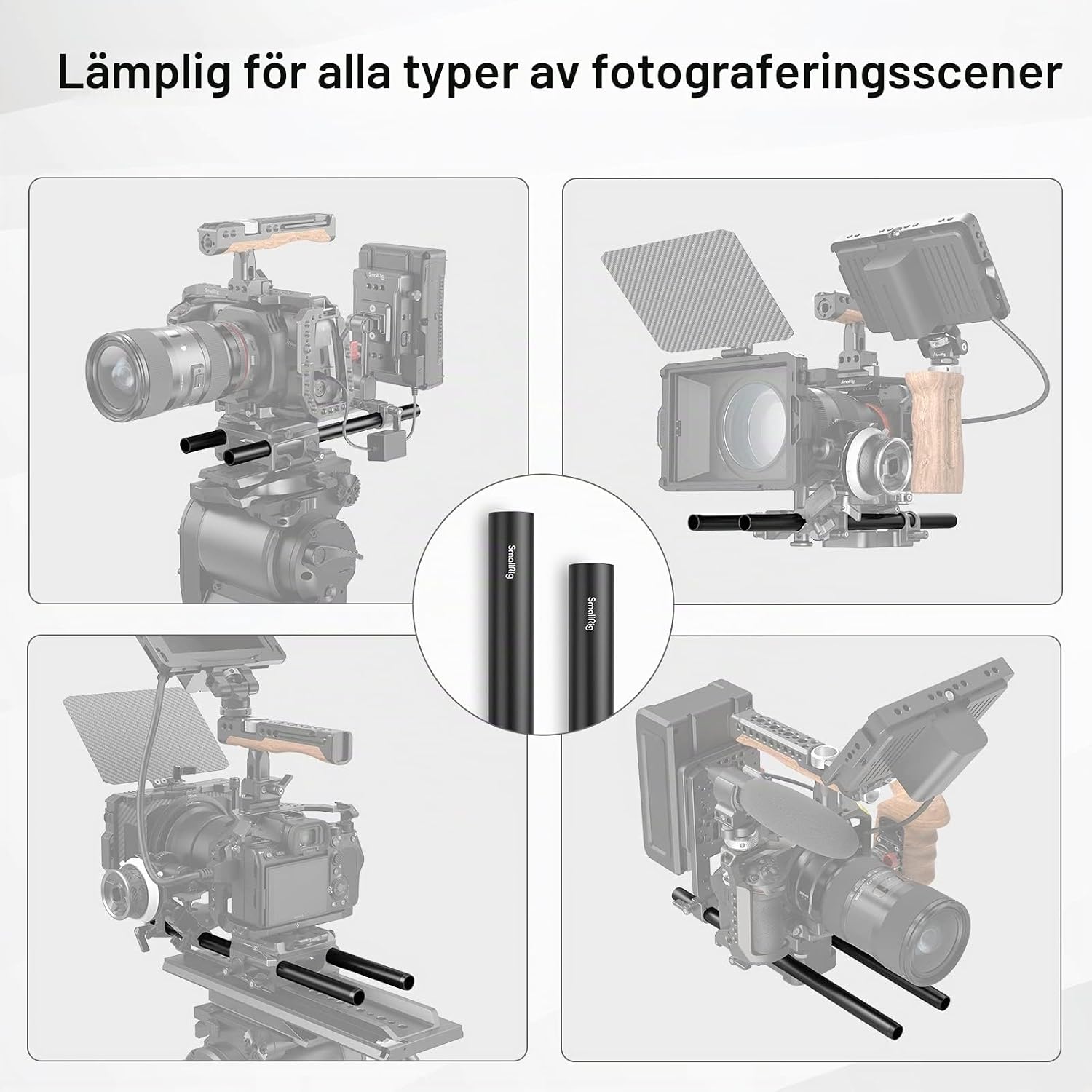 Thumbnail 5 de SMALLRIG 1054 15 mm aluminiumstänger med M12-innergänga, 40 cm, 2-pack